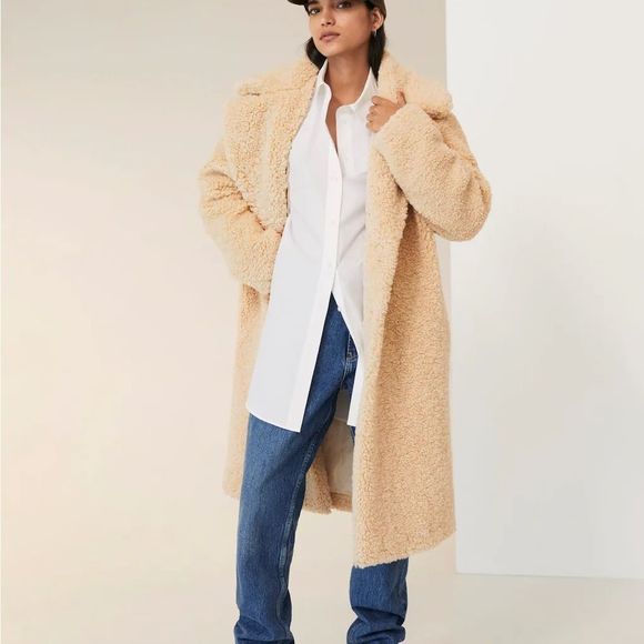 Mango Faux Shearling Fur Coat New - Picture 6 of 7